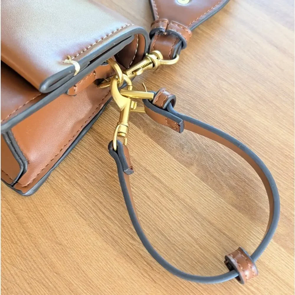 Zara 6587/310 Trendy Brown Faux Leather Mini Bag Shoulder Strap - Picture 5 of 11